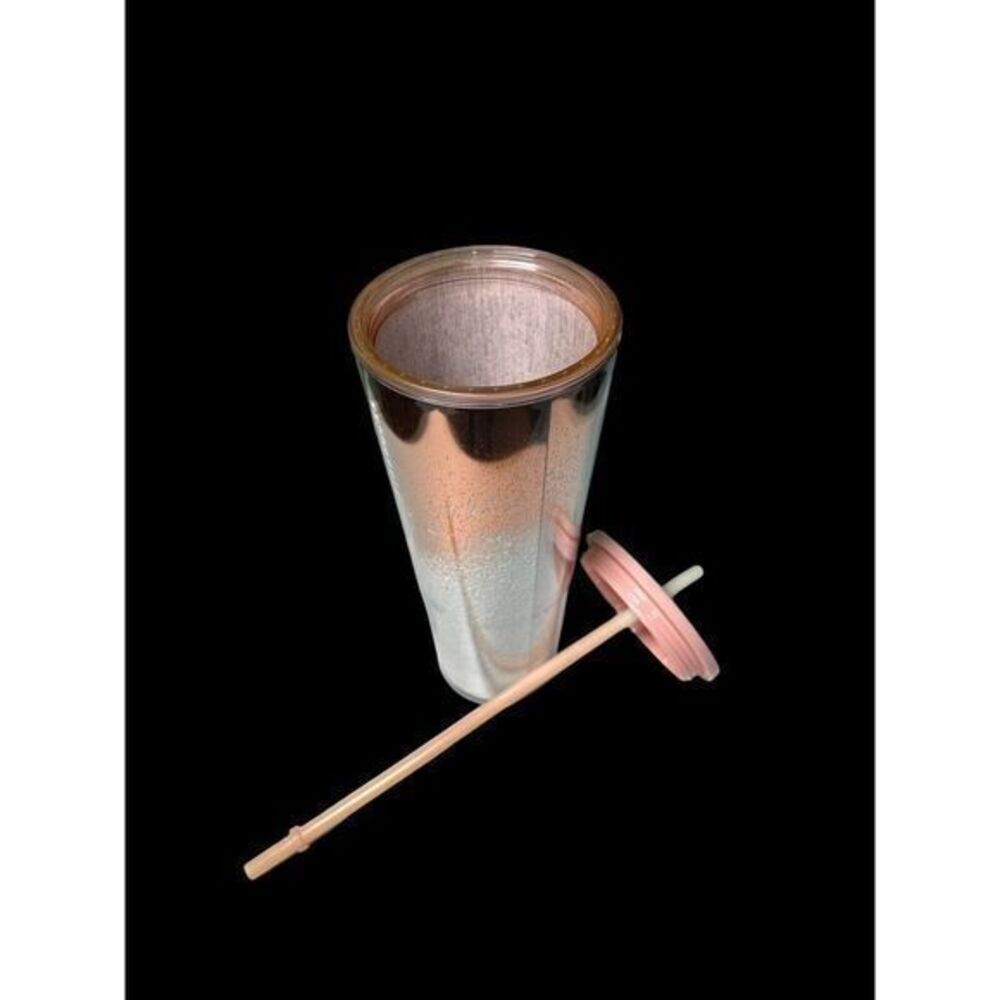 2019 STARBUCKS HOLIDAY CASCADING SNOW ROSE GOLD PINK GLITTER 24 OZ CUP TUMBLER - Picture 3 of 6
